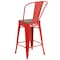 Flash Furniture High Red Metal Counter Height Stool with Back and Wood Seat, 24", PK4 4-CH-31320-24GB-RED-WD-GG - alternate 4